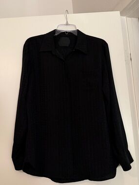Givenchy Black Monogram Logo Jacquard Button Front Silk Blend Shirt Blouse IT 40